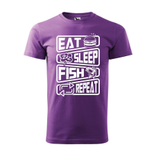 ZSONA DEKOR Póló Eat sleep fish repeat mintával - Lila XXL méretben egyedi ajándék