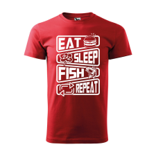 ZSONA DEKOR Póló Eat sleep fish repeat mintával - Piros XXXL méretben egyedi ajándék