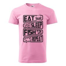 ZSONA DEKOR Póló Eat sleep fish repeat mintával - Rózsaszín M méretben egyedi ajándék
