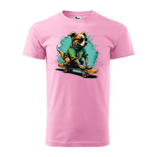 ZSONA DEKOR Póló Gördeszkázó kutya mintával - Rózsaszín S méretben ajándéktárgy