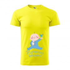 ZSONA DEKOR Póló Hamarosan érkezem fiú mintával - Sárga S méretben egyedi ajándék