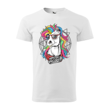ZSONA DEKOR Póló Hipster unicorn mintával - Fehér S méretben egyedi ajándék