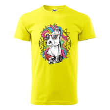 ZSONA DEKOR Póló Hipster unicorn mintával - Sárga L méretben egyedi ajándék