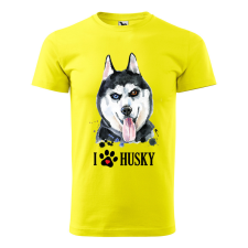 ZSONA DEKOR Póló Husky mintával - Sárga M méretben egyedi ajándék