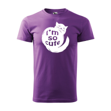 ZSONA DEKOR Póló I am so cute cat mintával - Lila XL méretben egyedi ajándék