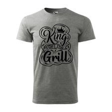 ZSONA DEKOR Póló King of the grill mintával - Szürke M méretben egyedi ajándék