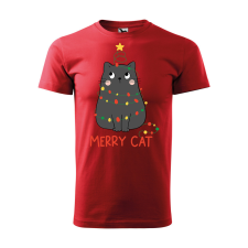 ZSONA DEKOR Póló Merry Cat mintával - Piros S méretben egyedi ajándék