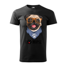ZSONA DEKOR Póló Mopsz mintával - Fekete M méretben v2 egyedi ajándék