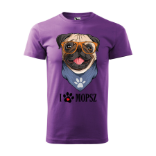 ZSONA DEKOR Póló Mopsz mintával - Lila S méretben v2 egyedi ajándék