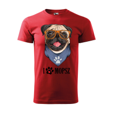 ZSONA DEKOR Póló Mopsz mintával - Piros L méretben v2 egyedi ajándék