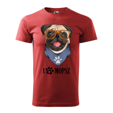 ZSONA DEKOR Póló Mopsz mintával - Terrakotta M méretben v2 egyedi ajándék