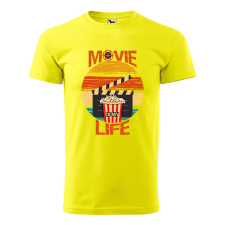 ZSONA DEKOR Póló Movie is my life mintával - Sárga M méretben egyedi ajándék