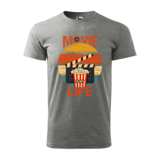 ZSONA DEKOR Póló Movie is my life mintával - Szürke XL méretben egyedi ajándék