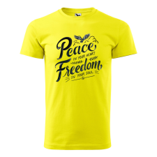 ZSONA DEKOR Póló Peace in your heart mintával - Sárga L méretben egyedi ajándék