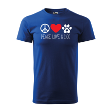 ZSONA DEKOR Póló Peace love and dog mintával - Kék M méretben egyedi ajándék