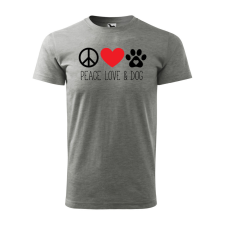 ZSONA DEKOR Póló Peace love and dog mintával - Szürke XXL méretben egyedi ajándék