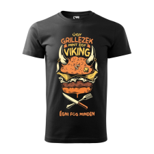ZSONA DEKOR Póló Úgy grillezek mint egy viking mintával - Fekete S méretben egyedi ajándék