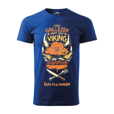 ZSONA DEKOR Póló Úgy grillezek mint egy viking mintával - Kék M méretben egyedi ajándék