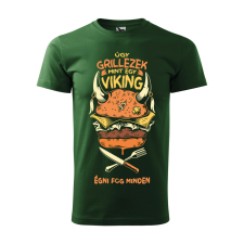 ZSONA DEKOR Póló Úgy grillezek mint egy viking mintával - Zöld L méretben egyedi ajándék