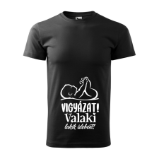 ZSONA DEKOR Póló Vigyázat! Valaki lakik idebent! mintával - Fekete L méretben egyedi ajándék
