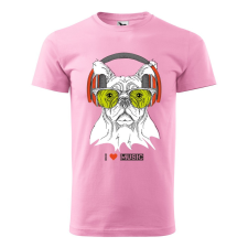 ZSONA DEKOR Póló Zenét hallgató kutya mintával - Rózsaszín S méretben egyedi ajándék