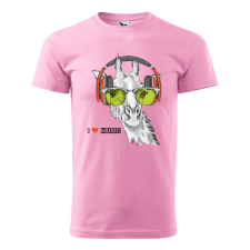 ZSONA DEKOR Póló Zenét hallgató zsiráf mintával - Rózsaszín S méretben egyedi ajándék