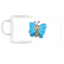 ZSONA DEKOR Porcelán bögre Ovis jellel Kék lepke mintával bögrék, csészék