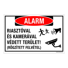 ZSONA DEKOR Riasztóval és kamerával védett terület! Műanyag tábla 320x500 mm információs címke