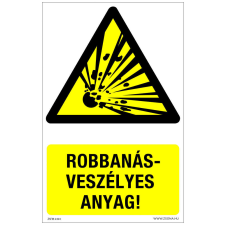 ZSONA DEKOR Robbanásveszélyes anyag! Öntapadós matrica 160x100 mm információs címke