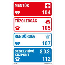 ZSONA DEKOR Segélykérő telefonszámok Öntapadós matrica A4 méret információs címke