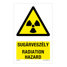 ZSONA DEKOR Sugárveszély Alumínium tábla 160x250 mm v1 információs címke