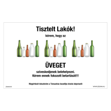 ZSONA DEKOR Szelektív hulladékgyűjtő üveg Műanyag tábla 160x250 mm információs címke
