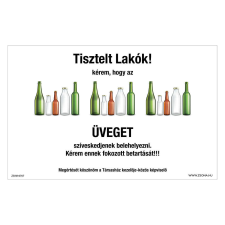 ZSONA DEKOR Szelektív hulladékgyűjtő üveg Öntapadós matrica 160x100 mm információs címke