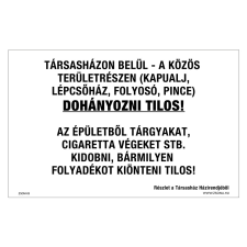 ZSONA DEKOR Társasházon belül dohányozni tilos! Öntapadós matrica 160x250 mm információs címke