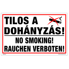 ZSONA DEKOR Tilos a dohányzás! Alumínium tábla 100x160 mm v2 információs címke
