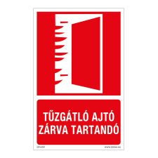 ZSONA DEKOR Tűzgátló ajtó zárva tartandó Műanyag tábla 320x500 mm információs címke