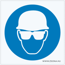 ZSONA DEKOR Védősisak és védőszemüveg használata kötelező! Öntapadós matrica 100x100 mm információs címke