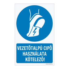 ZSONA DEKOR Vezetőtalpú cipő használata kötelező! Öntapadós matrica 160x100 mm információs címke