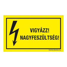 ZSONA DEKOR Vigyázz! Nagyfeszültség! Öntapadós matrica 160x100 mm információs címke