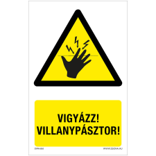 ZSONA DEKOR Vigyázz! Villanypásztor! Öntapadós matrica 160x100 mm információs címke