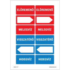Zsona Fűtés szerelvény matrica csomag 8x4 cm Öntapadós matrica 160x250 mm információs címke