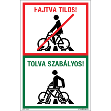 Zsona Kerékpárral szabályosan gyalogátkelőhelyen Öntapadós matrica 320x500 mm információs címke