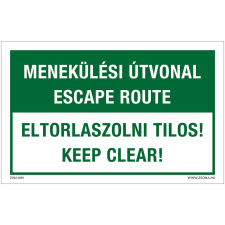 Zsona Menekülési útvonal, eltorlaszolni tilos Műanyag tábla 320x500 mm információs címke