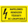 Zsona Napelemes rendszer tűzeseti AC lekapcsoló Öntapadós matrica 160x250 mm