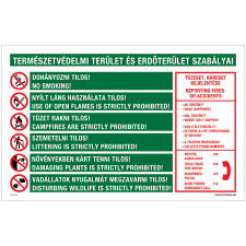 Zsona Természetvédelmi terület és erdőterület szabályai Öntapadós matrica 160x100 mm információs címke