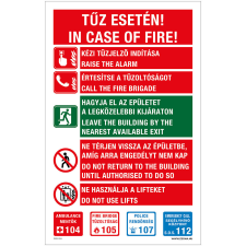 Zsona Tűz esetén teendő Műanyag tábla 250x160 mm információs címke