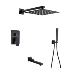 Zuhanycsap szett, Blackswan, M73.43 típus, matt fekete modell, mérete 30 cm csaptelep