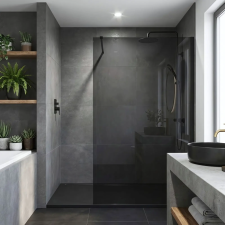  Zuhanyfal Rea Flexi Grey / Black 90 kád, zuhanykabin