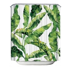 ZUHANYFÜGGÖNY, IMPREGNÁLT TEXTIL, VASALHATÓ, MOSHATÓ, BANÁN LEVÉL MINTÁZATÚ, MŰANYAG KARIKÁKKAL, 200*180CM lakástextília
