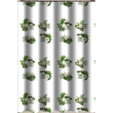 ZUHANYFÜGGÖNY, IMPREGNÁLT TEXTIL, VASALHATÓ, MOSHATÓ, TROPIC MINTÁZATÚ, MŰANYAG KARIKÁKKAL, 180*200CM lakástextília
